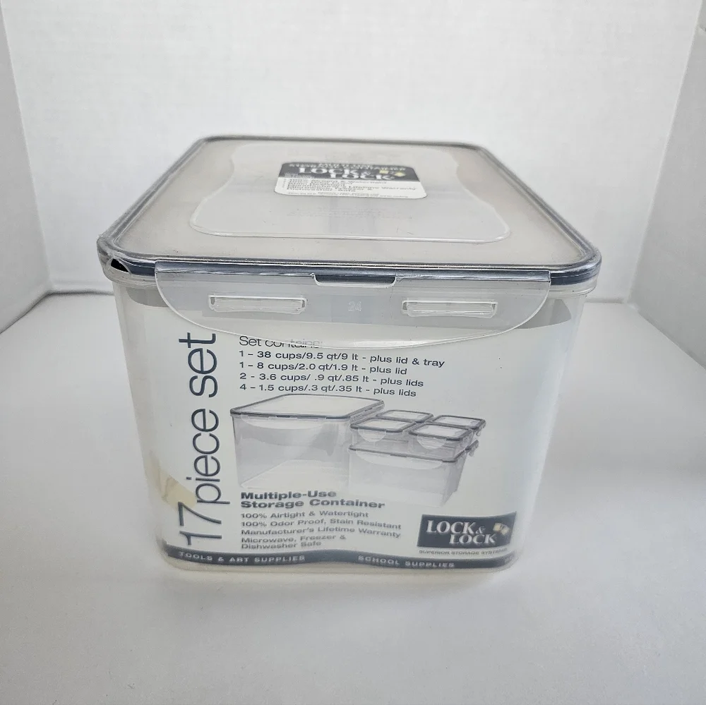 Lock & Lock Set Of 17 Multi-Use Nesting Storage Containers & Lids Vintage NOS